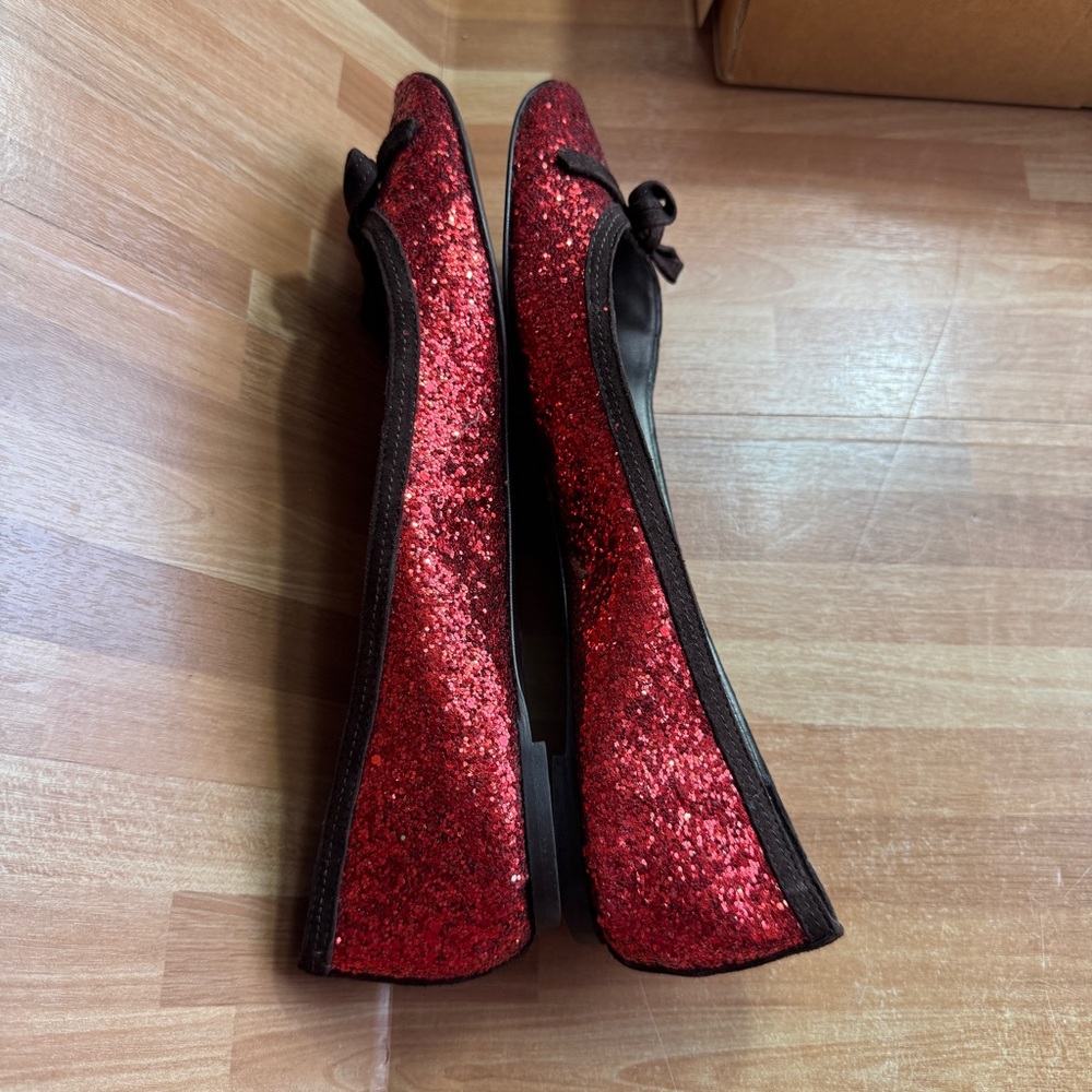 J.Crew ballet flats glitter flame red sparkle flat shoes wizard of oz size 8.5 - Picture 9 of 12
